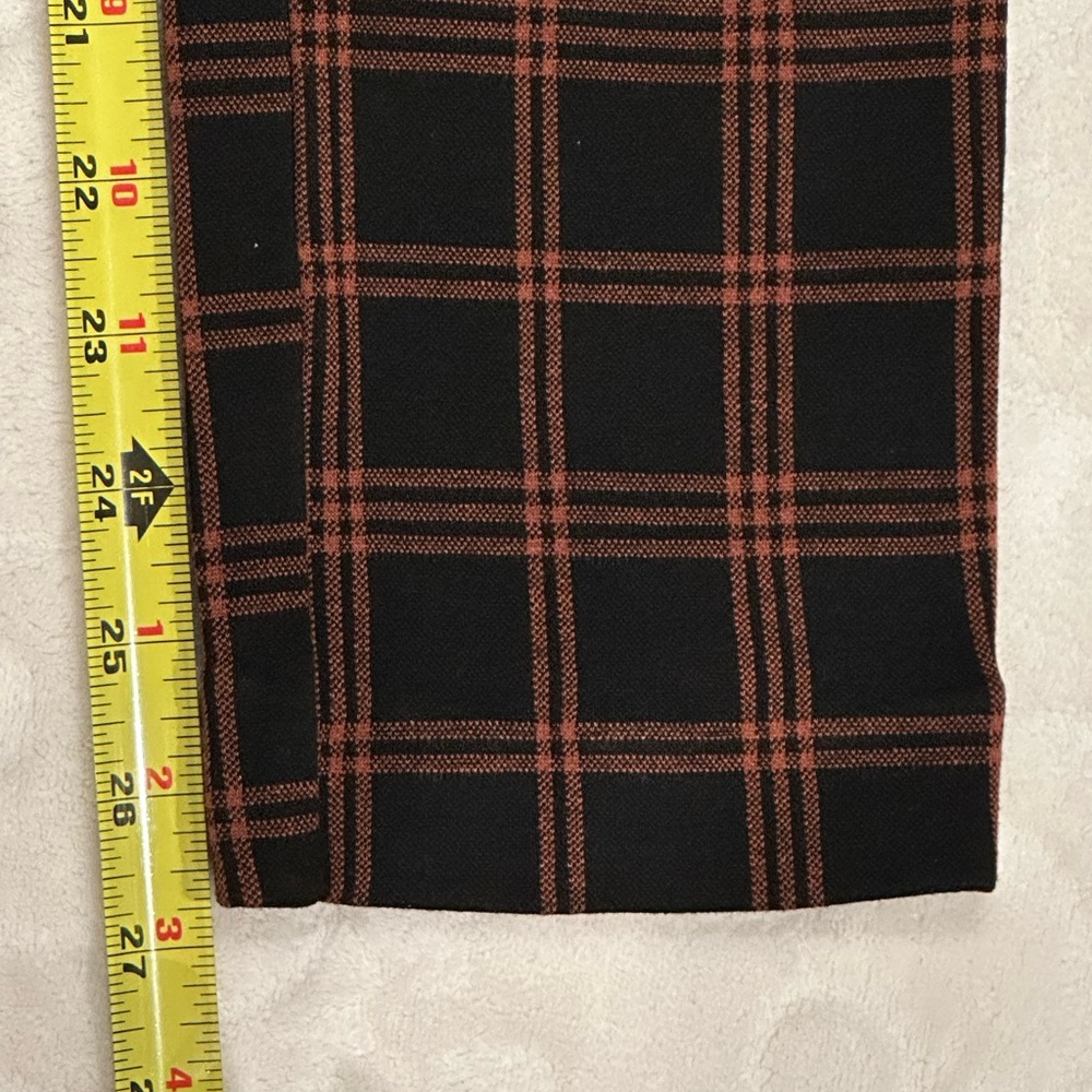 Nordstrom Rack Black and Rust Plaid Ankle Pants, Stretch, Zipper and Button XS - Picture 6 of 16
